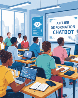 image montrant une salle pour un atelier de fabrication de chatbots