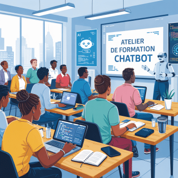 image montrant une salle pour un atelier de fabrication de chatbots