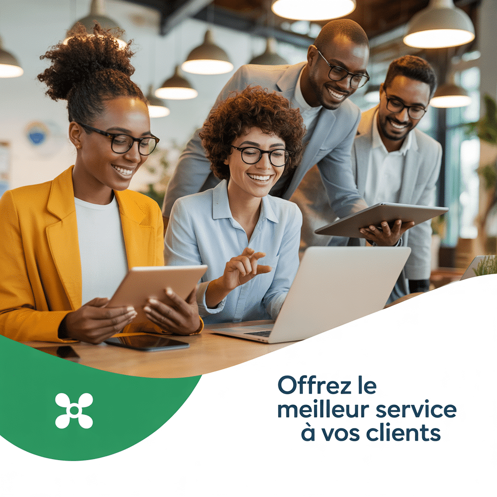 Cette photo montre des agents du service client au Sénégal.